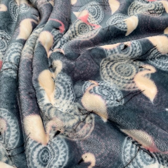 Coralina Estampada - Flamingos - Cinzento