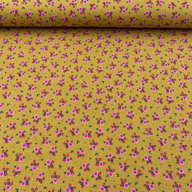 Gaze Dupla Floral - Amarelo