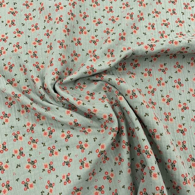 Gaze Dupla Floral - Verde Menta