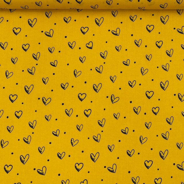 Popeline Corações - Amarelo