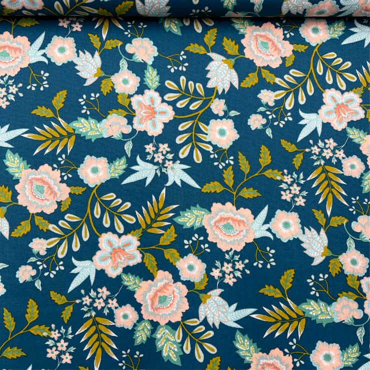 Popeline Floral - Azul
