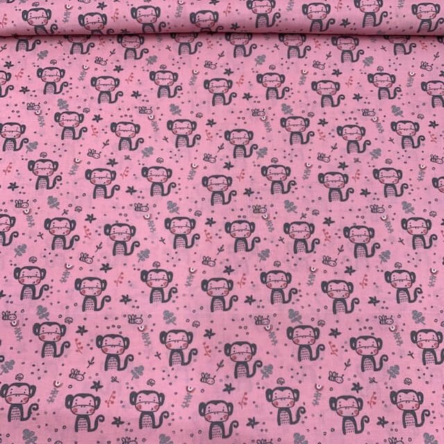 Popeline Monkey - Rosa