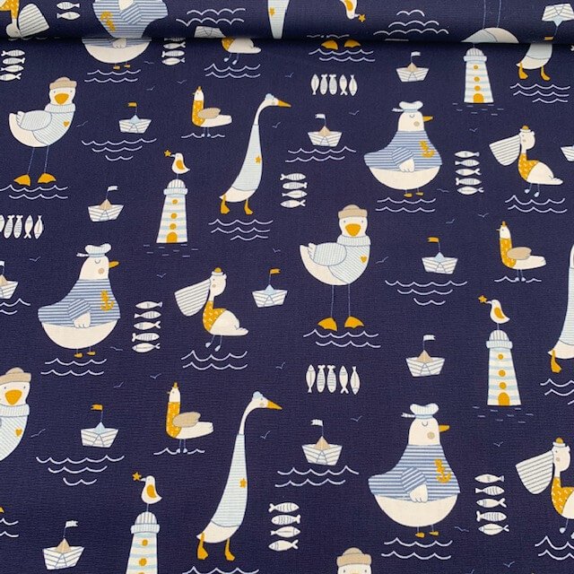 Popeline Navy Duck - Azul Marinho