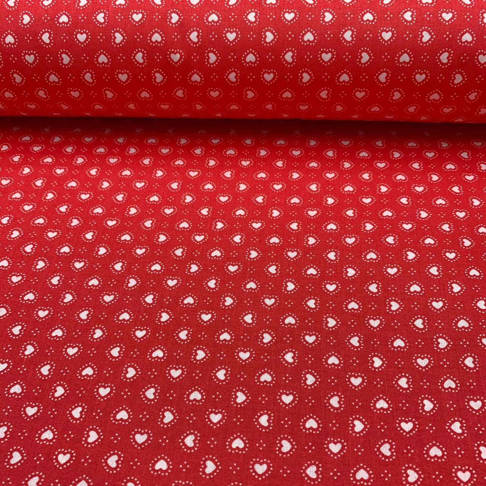 Popeline Corações - Vermelho/Branco