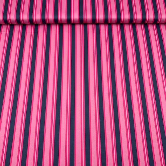 Seda Crepe - Riscas - Rosa