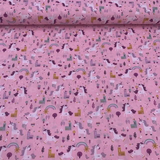 Popeline Unicórnios - Rosa
