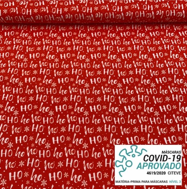 Tecido Covid Natal - Vermelho Ho HO