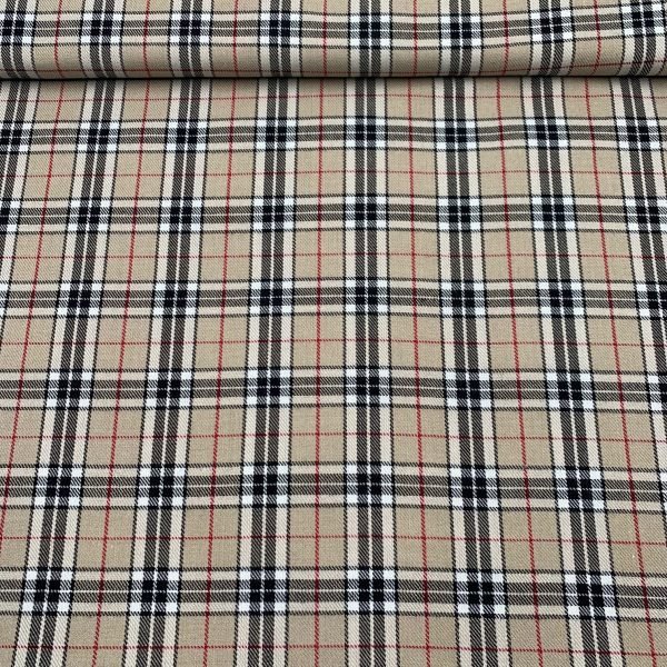 Tartan Bege + Veludo Vermelho