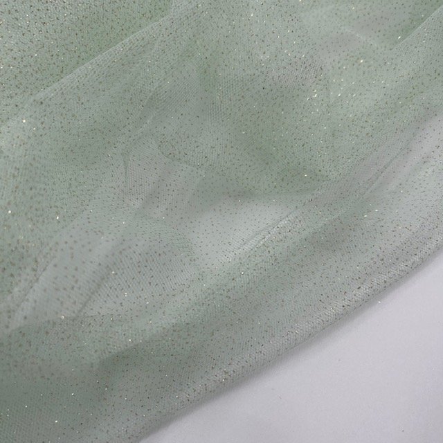 Tule Glitter - Verde Menta/Gold