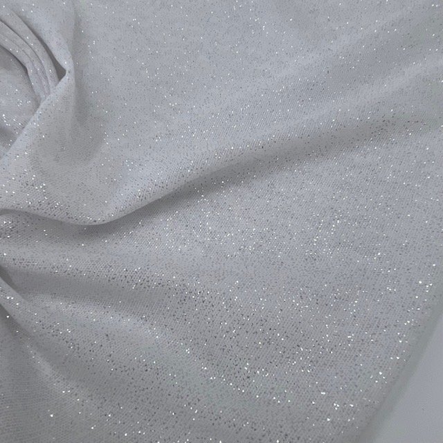 Tule c/ Elastano Glitter - Branco/Silver